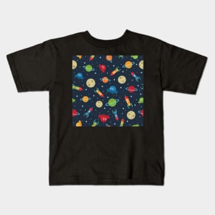 Rockets Planets and Stars Kids T-Shirt